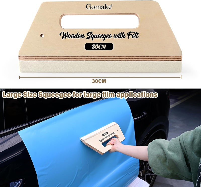 Gomake Wallpaper Smoothing Tool Large Wooden Squeegee with Felt for Large Film Application,Floor Graphics Installing,Doors and Windows Decal Applications - Image 4